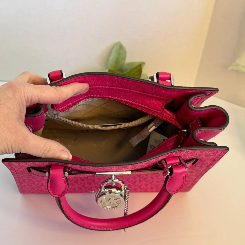 Michael Kors Dragonfruit Hamilton Small Signature Logo Satchel - Picture 10 of 12